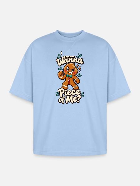 Gingerbread Feisty Phrase - Oversized Unisex Short Sleeve Sweatshirt - powder blue