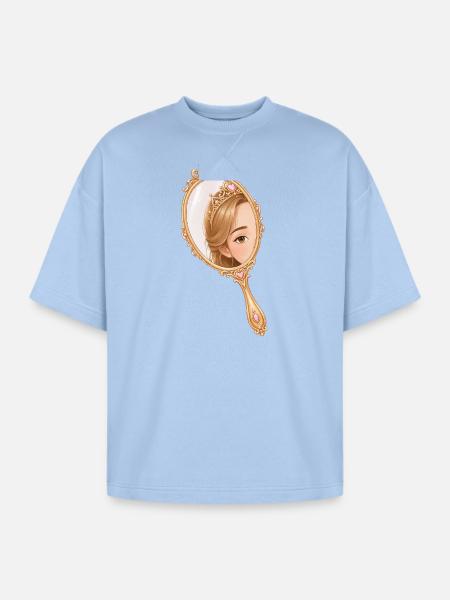 Princess hand mirror illustration - Oversized Unisex Short Sleeve Sweatshirt - powder blue