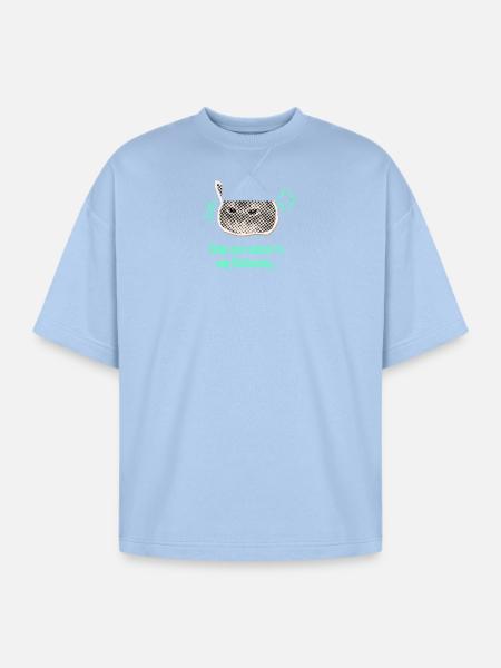 Wednesday Cat Halftone Meme - Oversized Unisex Short Sleeve Sweatshirt - powder blue