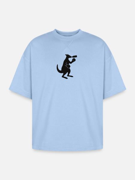 Kangaroo Sip Silhouette - Oversized Unisex Short Sleeve Sweatshirt - powder blue