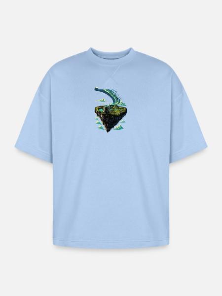 Floating Island Wave Arc - Oversized Unisex Short Sleeve Sweatshirt - powder blue