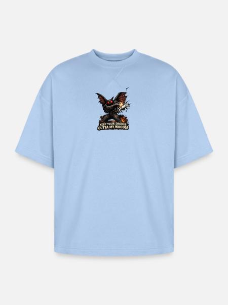 Mothman Drones  - Oversized Unisex Short Sleeve Sweatshirt - powder blue