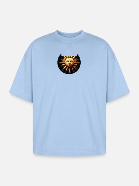 Golden Sun polygon art - Oversized Unisex Short Sleeve Sweatshirt - powder blue