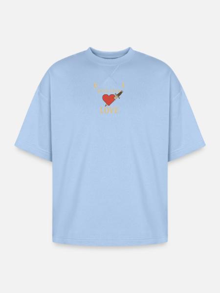 Heart and Dagger - Oversized Unisex Short Sleeve Sweatshirt - powder blue