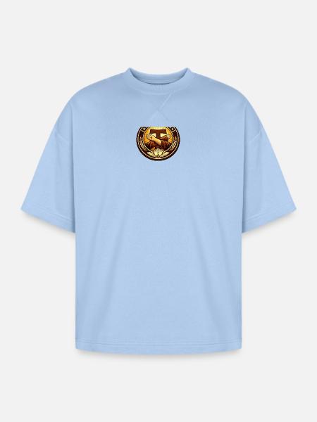 Franciscan Pax Et Bonum Emblem Tee - Oversized Unisex Short Sleeve Sweatshirt - powder blue