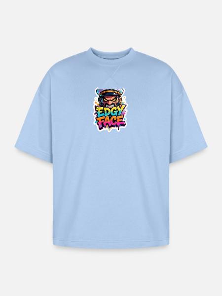Edgy Face Sailor - Oversized Unisex Short Sleeve Sweatshirt - powder blue