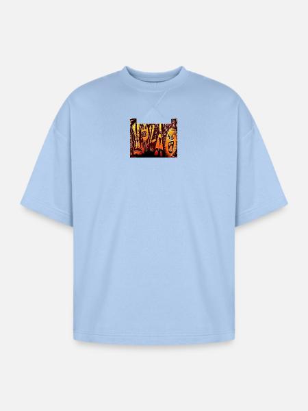 Inferno Graffiti Faces - Oversized Unisex Short Sleeve Sweatshirt - powder blue