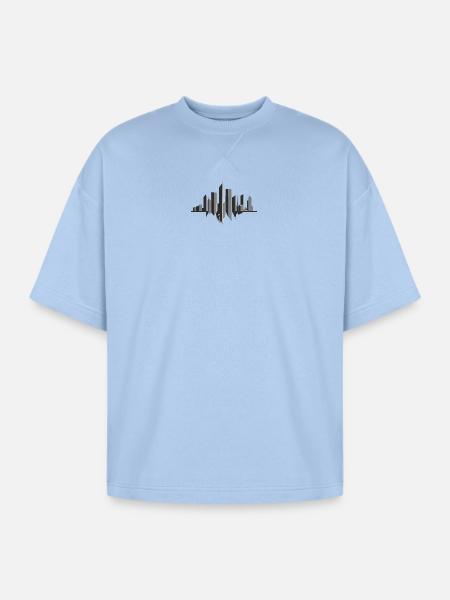 Monochrome Skyline Flag - Oversized Unisex Short Sleeve Sweatshirt - powder blue
