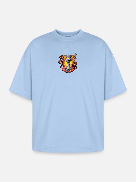 Flaming Piston Mascot - Oversized Unisex Short Sleeve Sweatshirt - powder blue