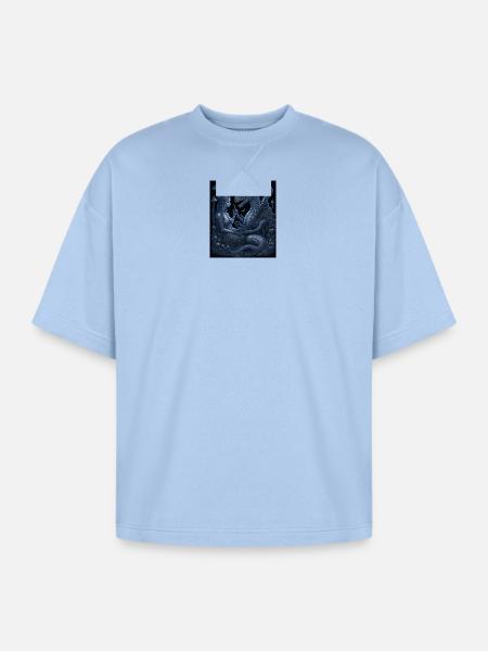 Moonlit Dragon Guardian - Oversized Unisex Short Sleeve Sweatshirt - powder blue