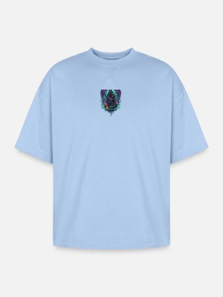 Moonlit Castle of Bats - Oversized Unisex Short Sleeve Sweatshirt - powder blue