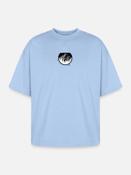 Monochrome Mountain Circle - Oversized Unisex Short Sleeve Sweatshirt - powder blue