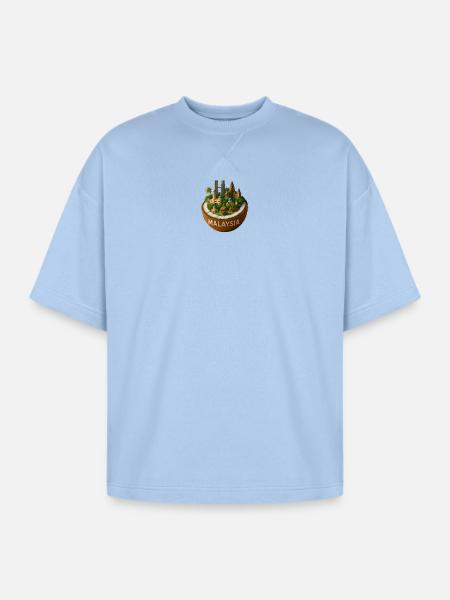 Malaysia Coconut Cityscape - Oversized Unisex Short Sleeve Sweatshirt - powder blue