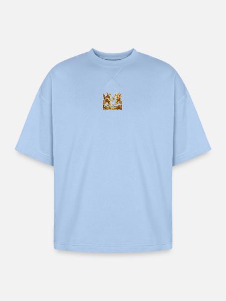 Golden Windfall Angels - Oversized Unisex Short Sleeve Sweatshirt - powder blue