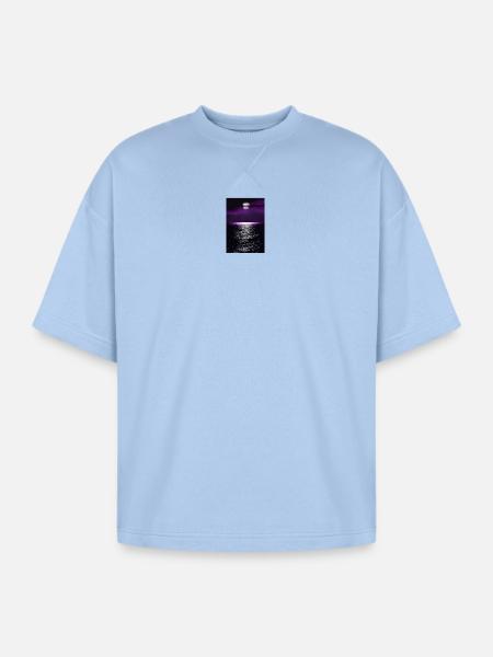 Moonlit Purple Ocean - Oversized Unisex Short Sleeve Sweatshirt - powder blue