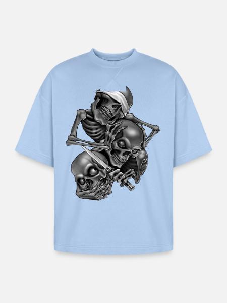 So No.Speak No.Hear No - Oversized Unisex Short Sleeve Sweatshirt - powder blue