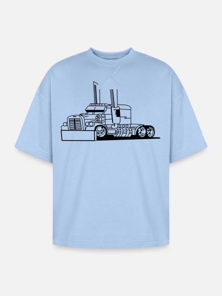 Comic style truck - Oversized Unisex Short Sleeve Sweatshirt - powder blue