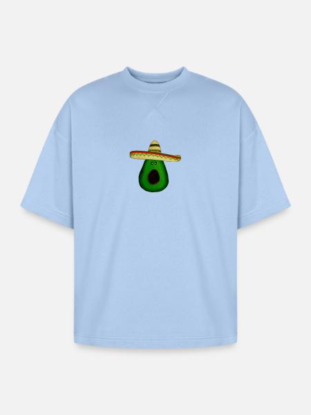 Mexican avocado with sombrero - Oversized Unisex Short Sleeve Sweatshirt - powder blue