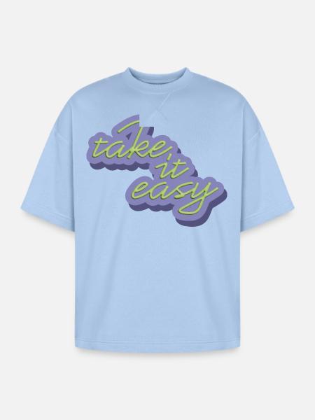 Take It Easy - Oversized Unisex Short Sleeve Sweatshirt - powder blue