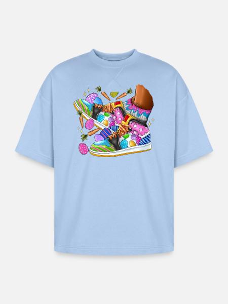 Easter Sneakers - Oversized Unisex Short Sleeve Sweatshirt - powder blue