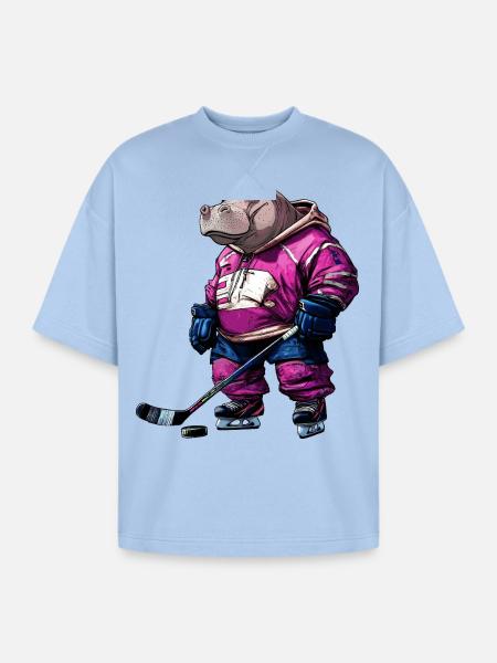 Hippos ice hockey - Oversized Unisex Short Sleeve Sweatshirt - powder blue
