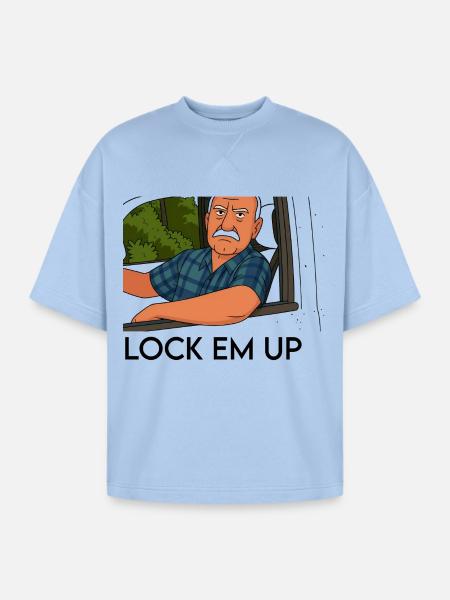 Lock em up - Oversized Unisex Short Sleeve Sweatshirt - powder blue