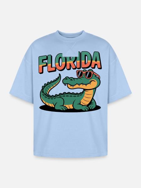 Florida Alligator - Oversized Unisex Short Sleeve Sweatshirt - powder blue