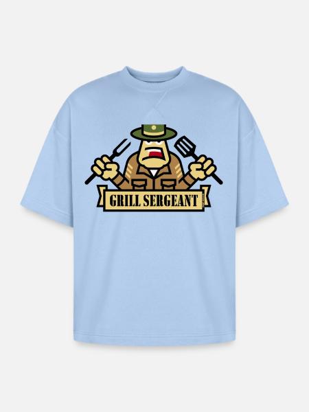 Grill Sergeant (Grilling / BBQ / Barbecue) - Oversized Unisex Short Sleeve Sweatshirt - powder blue