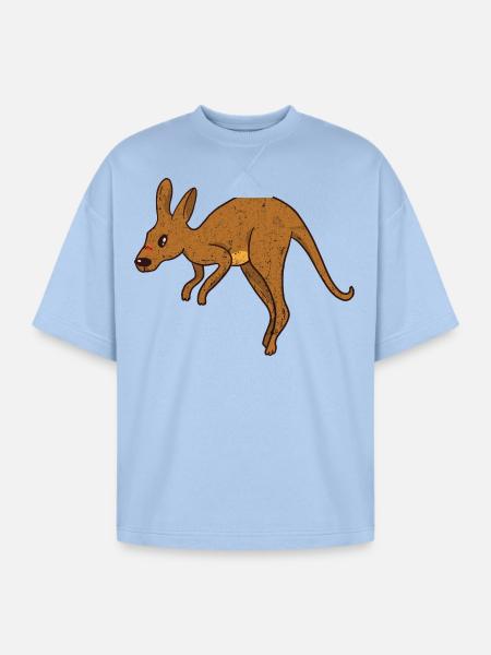Rustic Kangaroo Jump - Oversized Unisex Short Sleeve Sweatshirt - powder blue