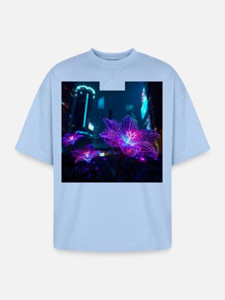 Neon Veins - Oversized Unisex Short Sleeve Sweatshirt - powder blue