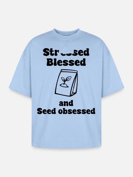 Seed Obsessed - Oversized Unisex Short Sleeve Sweatshirt - powder blue
