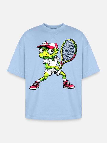Tennis Chameleons - Oversized Unisex Short Sleeve Sweatshirt - powder blue