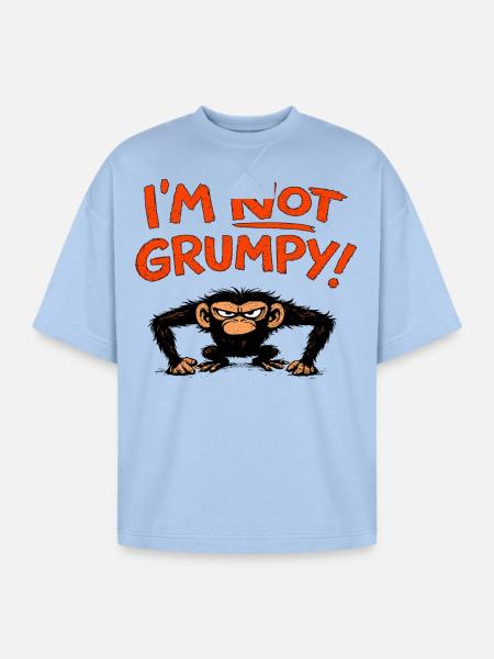 I'm Not Grumpy Monkey - Oversized Unisex Short Sleeve Sweatshirt - powder blue