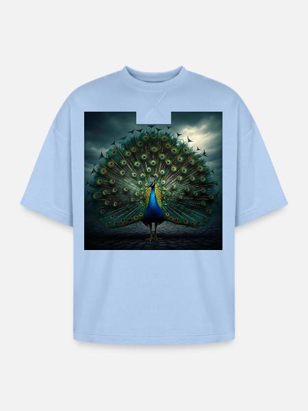 beautiful peacock - Oversized Unisex Short Sleeve Sweatshirt - powder blue