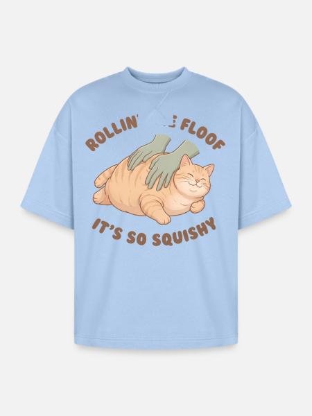 Rollin The Floof - Oversized Unisex Short Sleeve Sweatshirt - powder blue