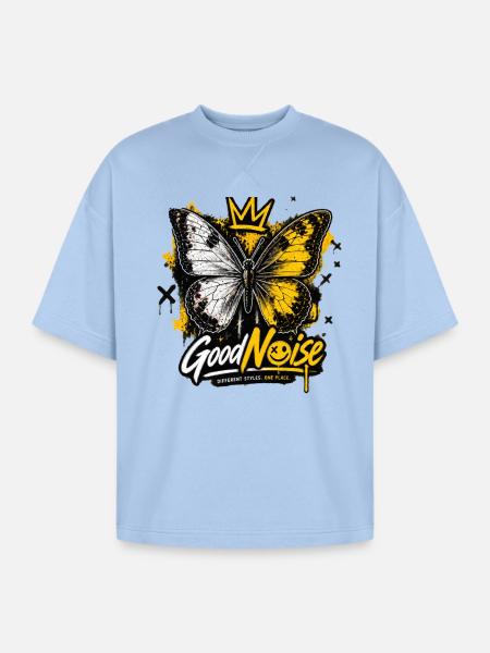 Butterfly Crown Graffiti - Oversized Unisex Short Sleeve Sweatshirt - powder blue