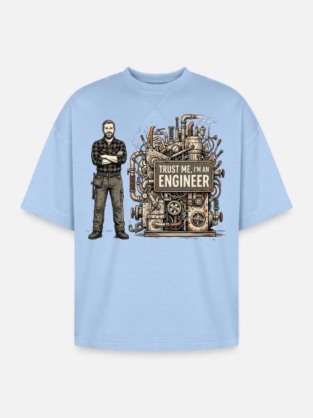 Steampunk Engineer Portrait Machine - Oversized Unisex Short Sleeve Sweatshirt - powder blue