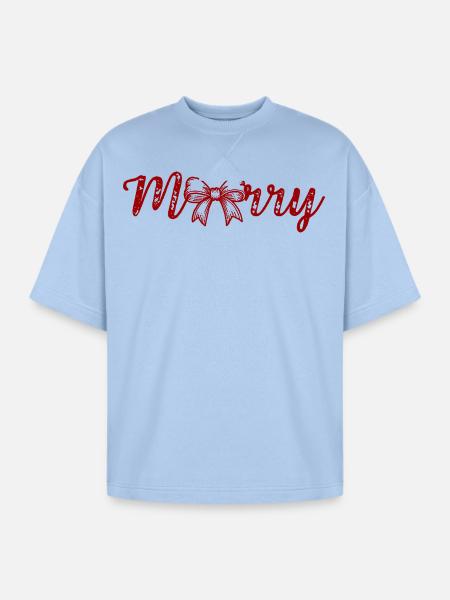 Christmas - Oversized Unisex Short Sleeve Sweatshirt - powder blue