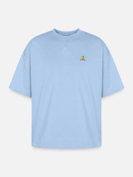 Australian Cricket Crest Emblem Graphic - Oversized Unisex Short Sleeve Sweatshirt - powder blue
