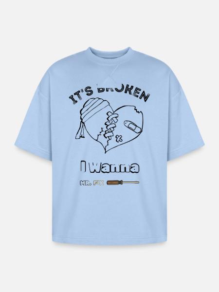 My heart is broken - Oversized Unisex Short Sleeve Sweatshirt - powder blue
