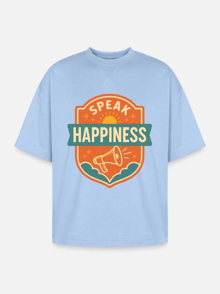 Speak Happiness - Oversized Unisex Short Sleeve Sweatshirt - powder blue