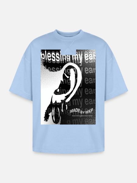 Echo Ear Blessing Halftone Art - Oversized Unisex Short Sleeve Sweatshirt - powder blue