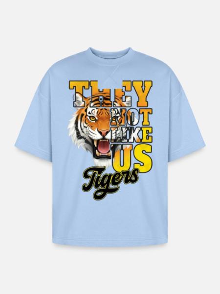 Tiger Fury Bold Text Tee - Oversized Unisex Short Sleeve Sweatshirt - powder blue