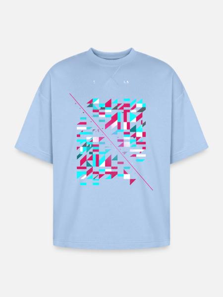 Neon Glitch Geomosaic - Oversized Unisex Short Sleeve Sweatshirt - powder blue