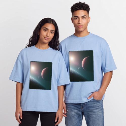 Deep Space Planet Horizon Art - Oversized Unisex Short Sleeve Sweatshirt