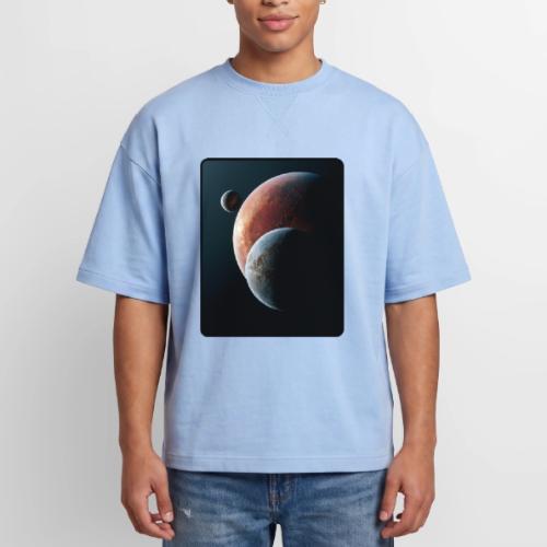 Three Planets Deep Space Design - Oversized Unisex Short Sleeve Sweatshirt