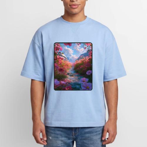 Dreamy Cosmos Valley Landscape Art - Oversized Unisex Short Sleeve Sweatshirt