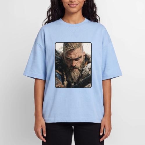 Fierce Viking Warrior Portrait - Oversized Unisex Short Sleeve Sweatshirt
