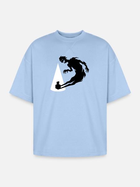 Cone Silhouette with Leaning Figure - Oversized Unisex Short Sleeve Sweatshirt - powder blue
