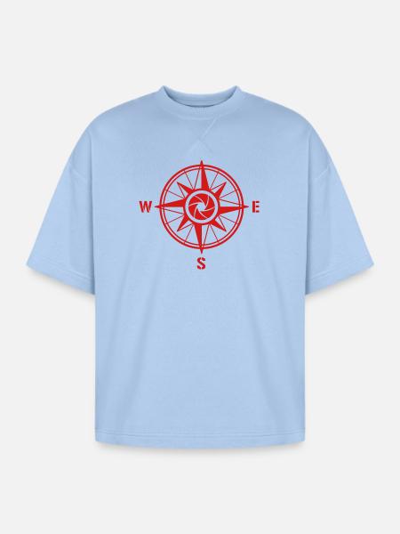 Wind Rose, maritime Style - Oversized Unisex Short Sleeve Sweatshirt - powder blue